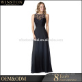 Popular Sale bateau neckline keyhole back long evening dress